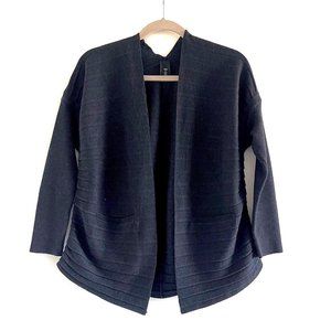 Zero + Maria Cornejo Ribbed Open Front Cardigan in Black Size Small